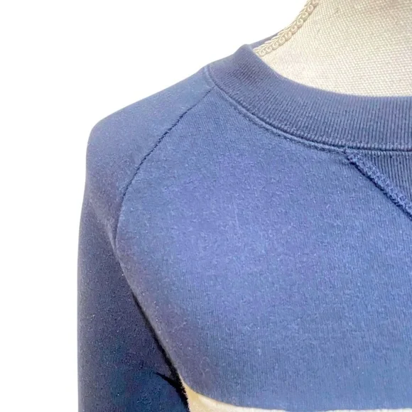 John Galt California navy cotton blend sweatshirt red ivory stripe medium - Picture 5 of 10